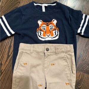 Janie and Jack Navy and Tan Tiger Matching Set